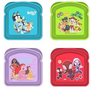 Disney Licensed Character Kids Sandwich Container with Lid, Marvel, 5x5x1.5”-New